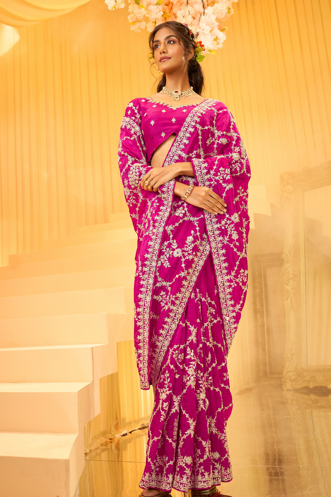 Purple Satin Organza Saree