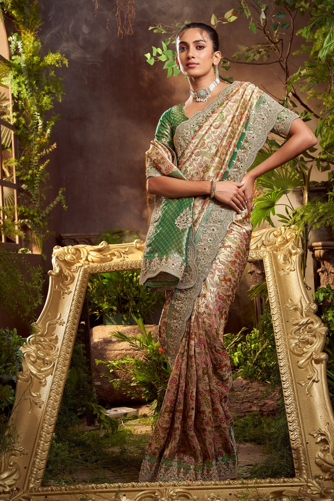 Tissue Saree with Zardozi work