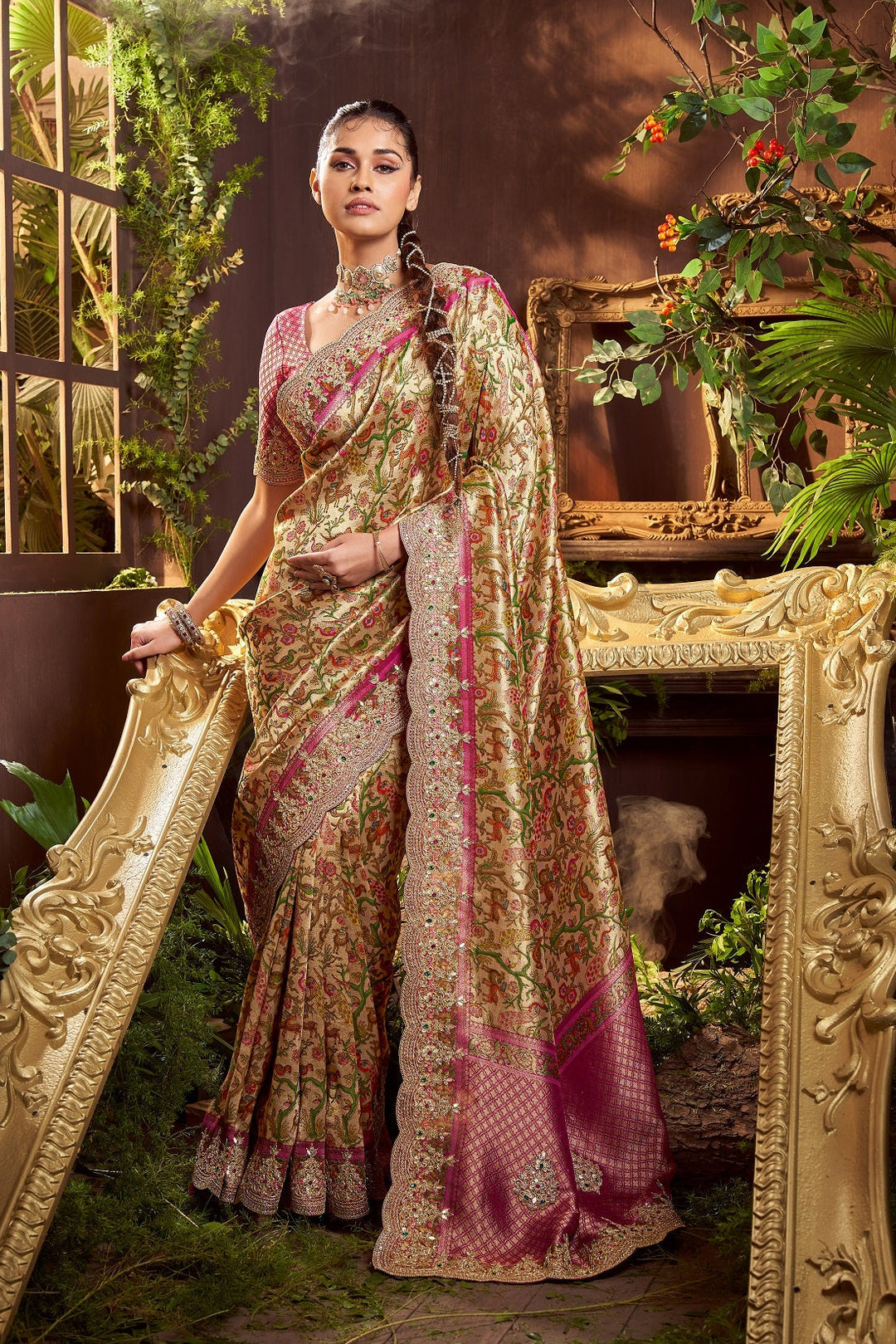 Tissue Saree with Zardozi work