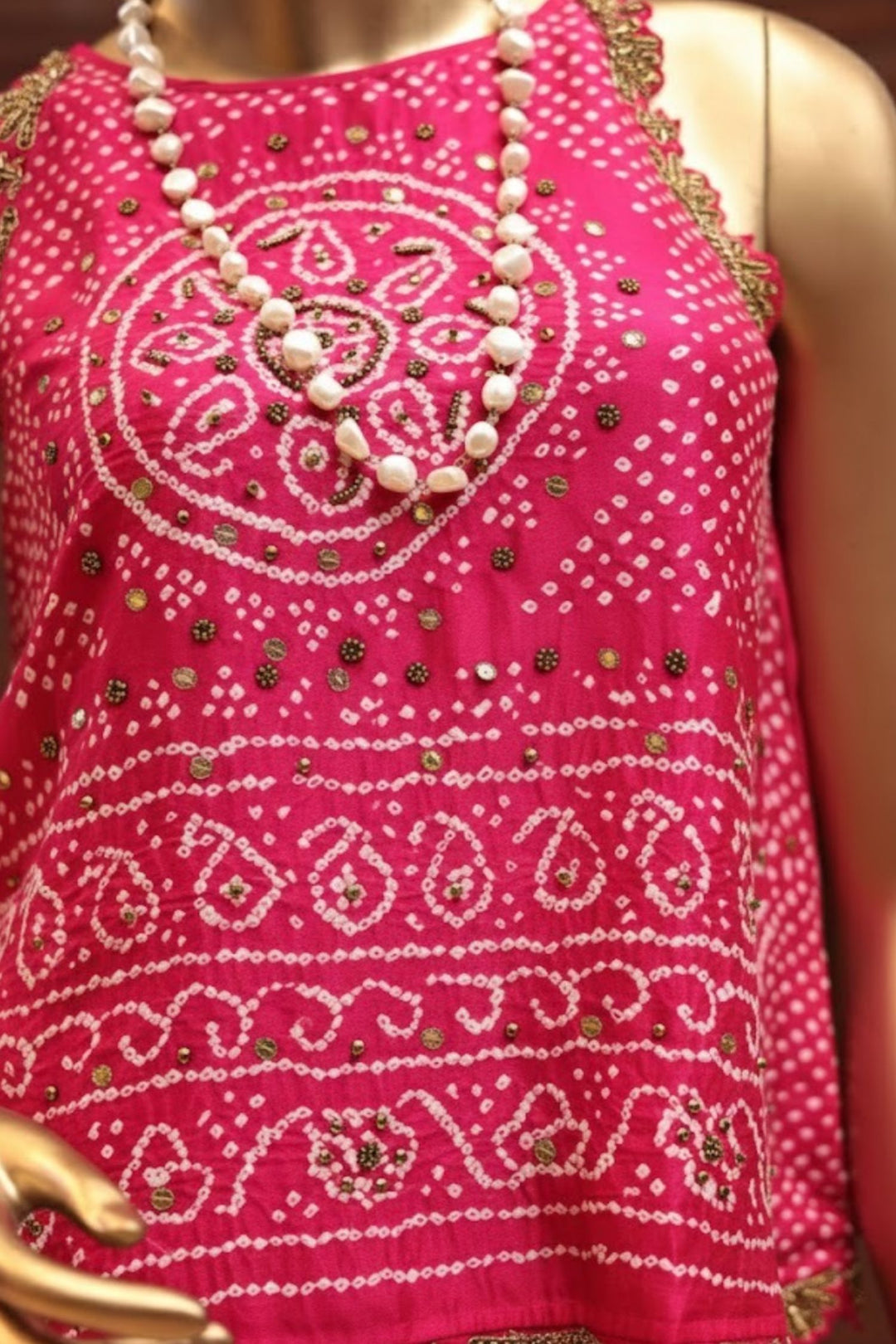 Silk Indowestern with Bandhej, Embellished  work.