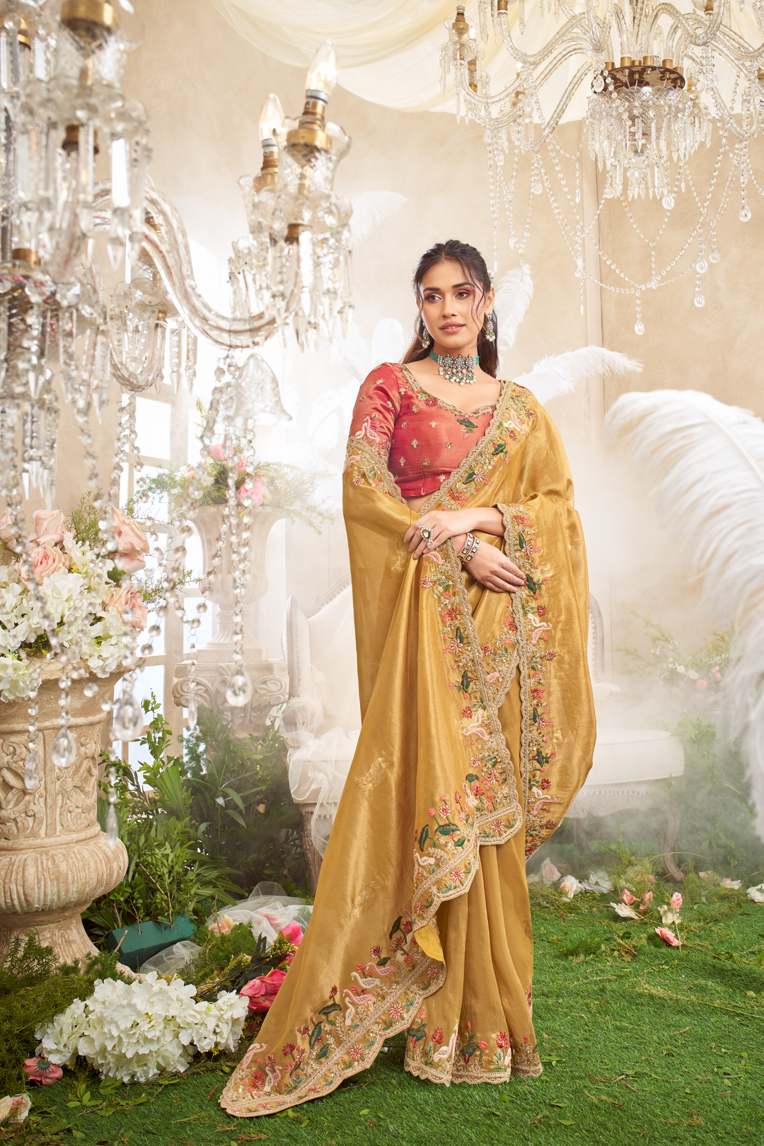 Tissue Saree with Thread Work
