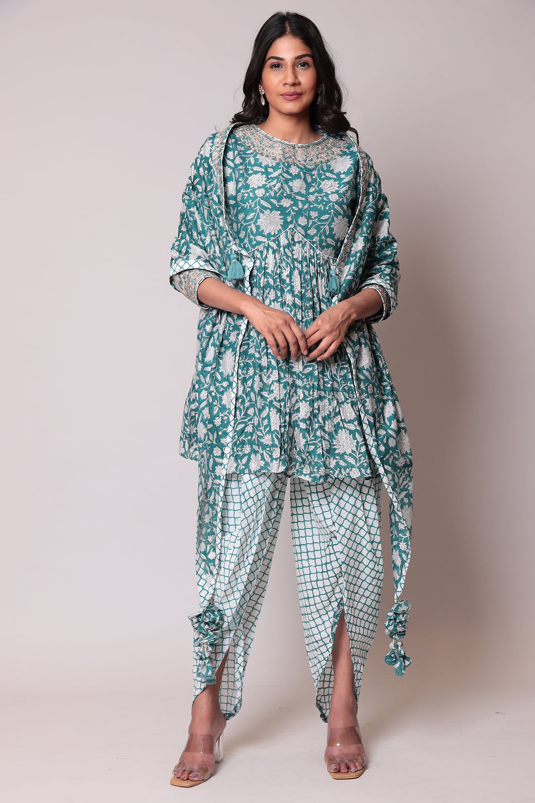 Printed Cotton  Suit  with Gota Patti work.