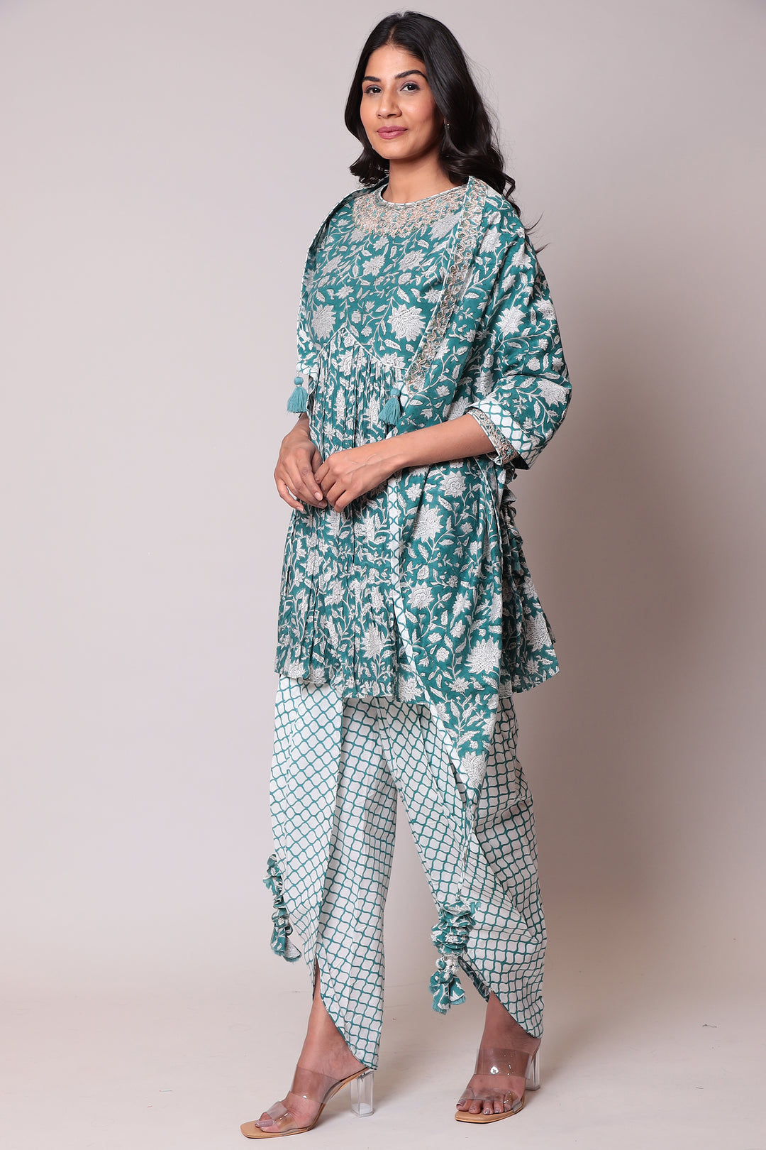 Printed Cotton  Suit  with Gota Patti work.