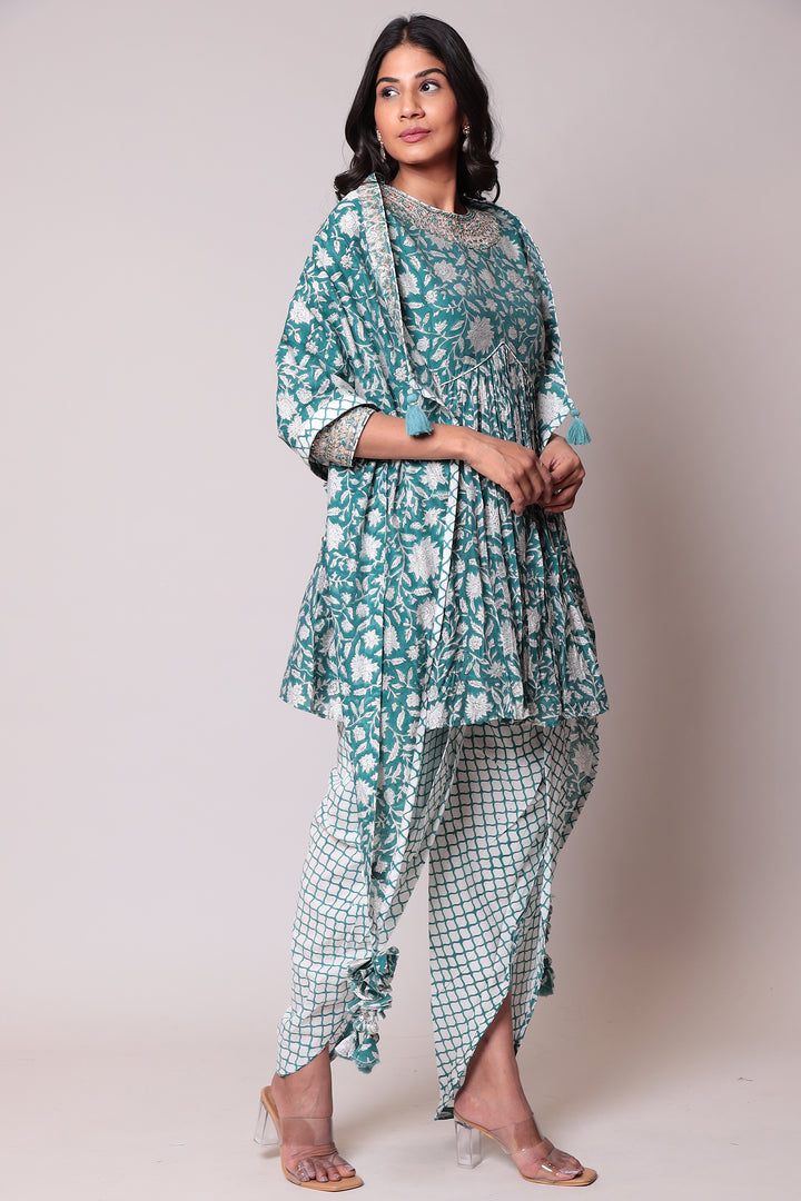 Printed Cotton  Suit  with Gota Patti work.