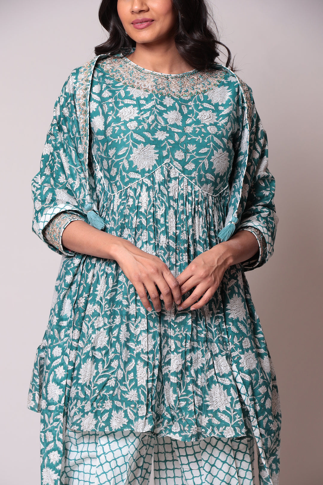 Printed Cotton  Suit  with Gota Patti work.