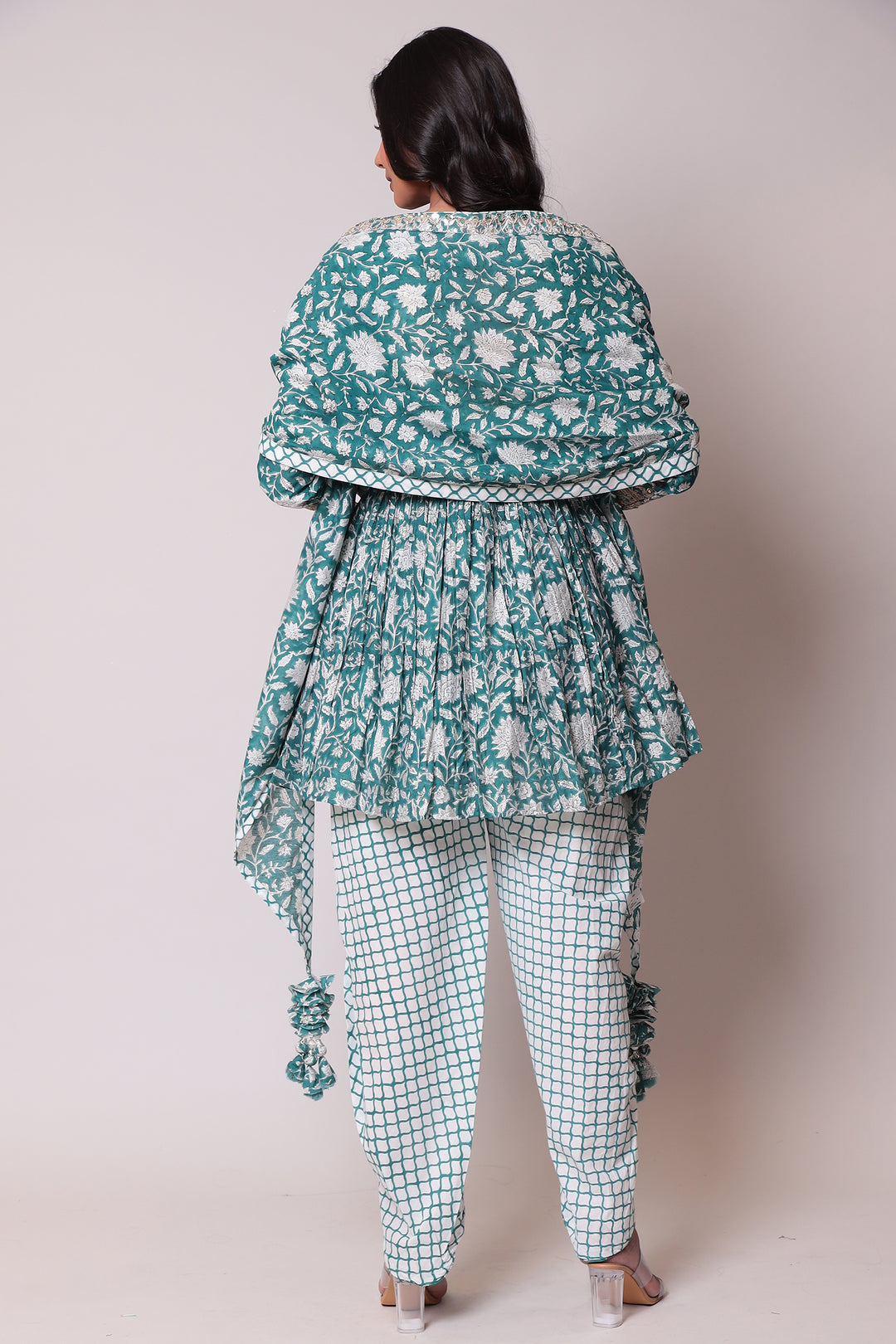 Printed Cotton  Suit  with Gota Patti work.