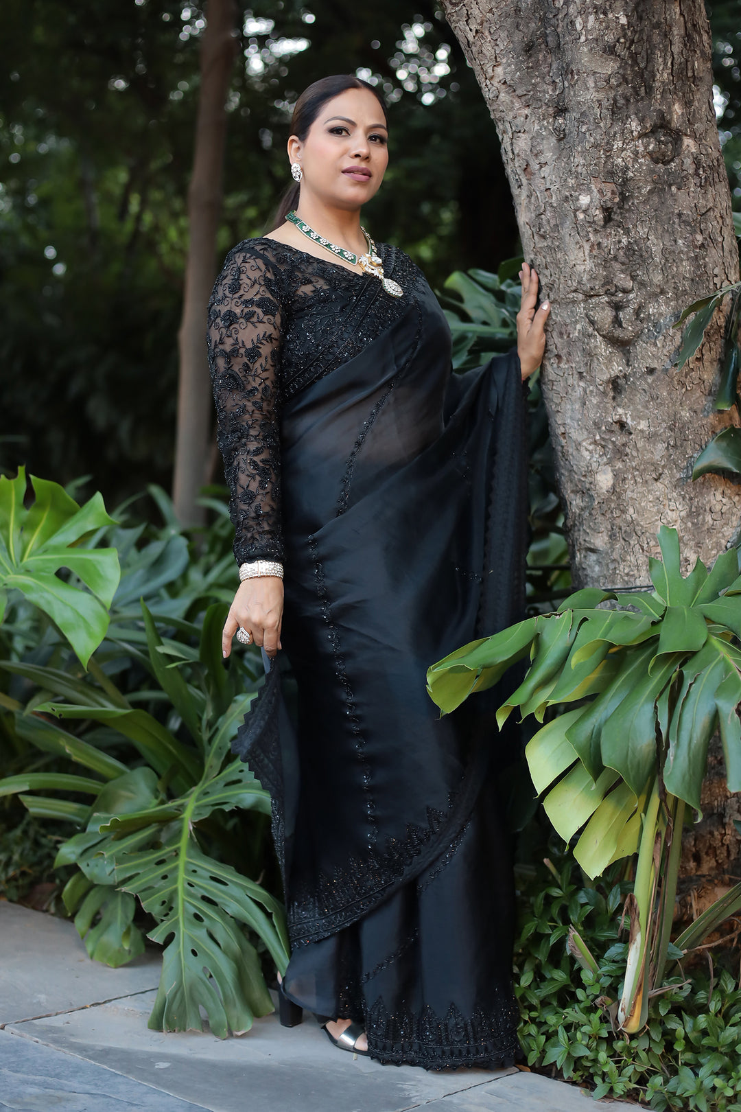 Embellished Organza Saree with Sequins work