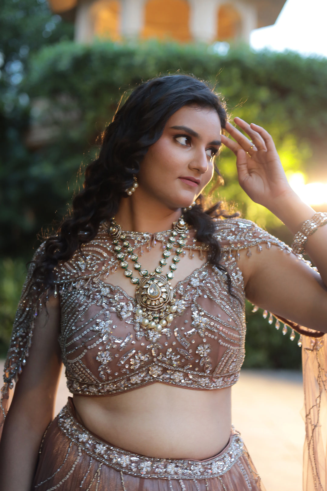 Shimmer Tissue Lehenga Intricate with Sequins and Stone work