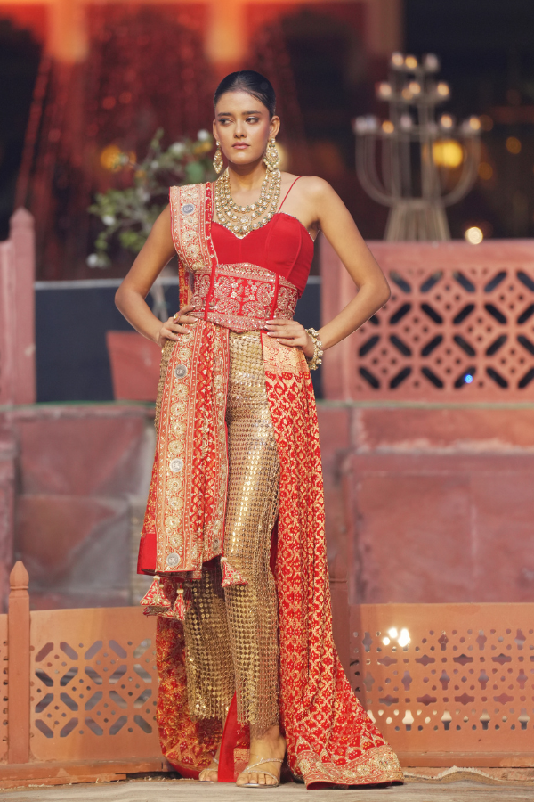 Royal Red Pure Khaddi Georgette Saree with Silver Coin Work