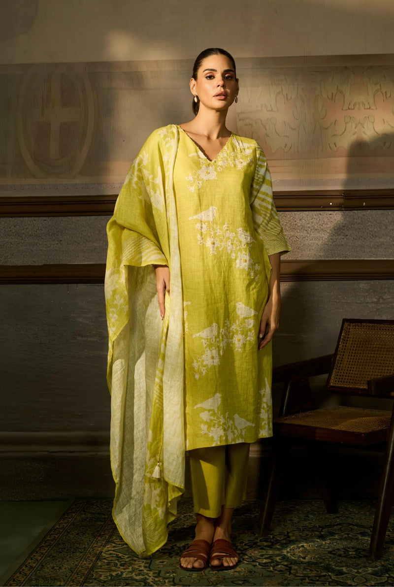 Embellished Printed Linen