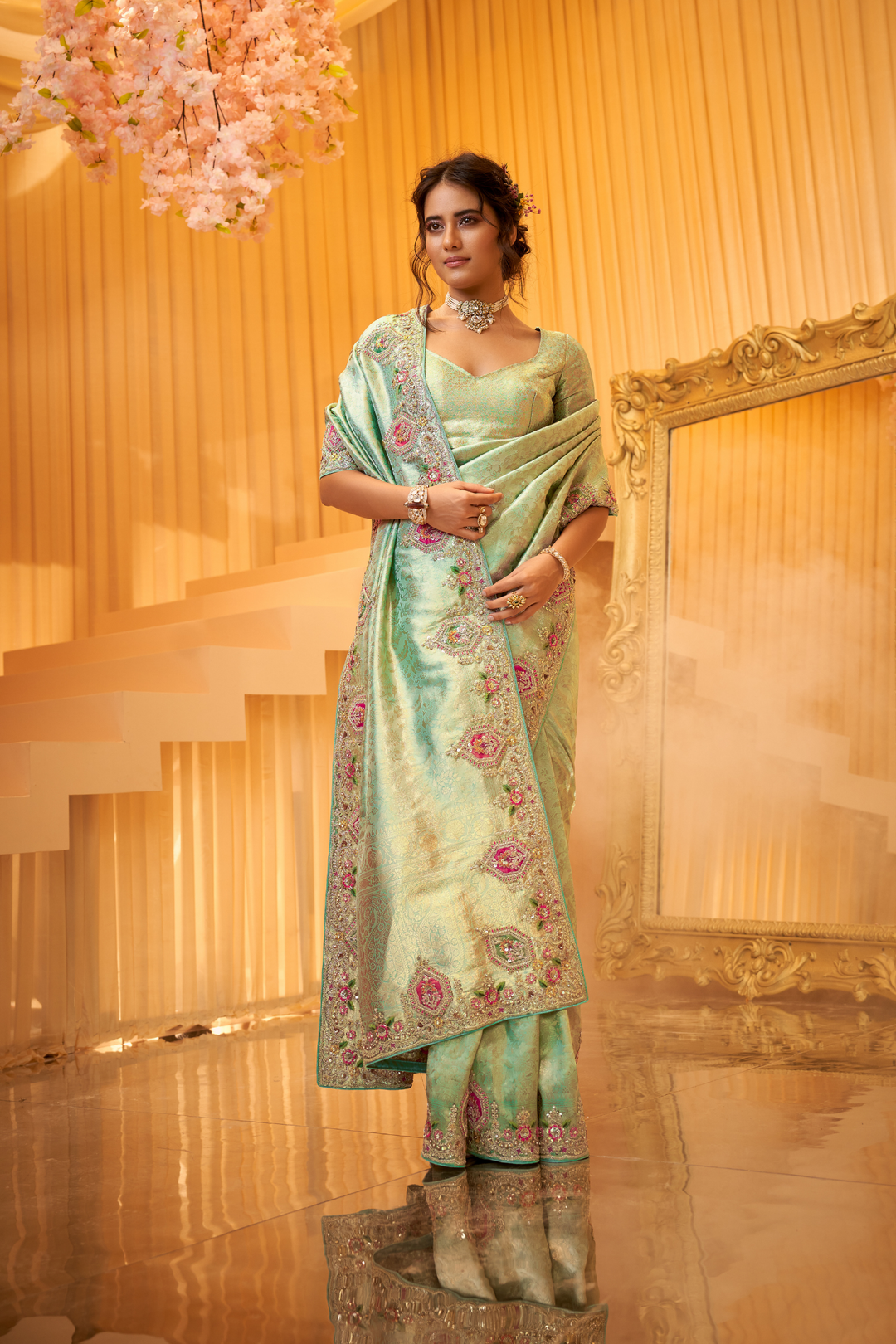 Light Green Banarasi Silk Saree