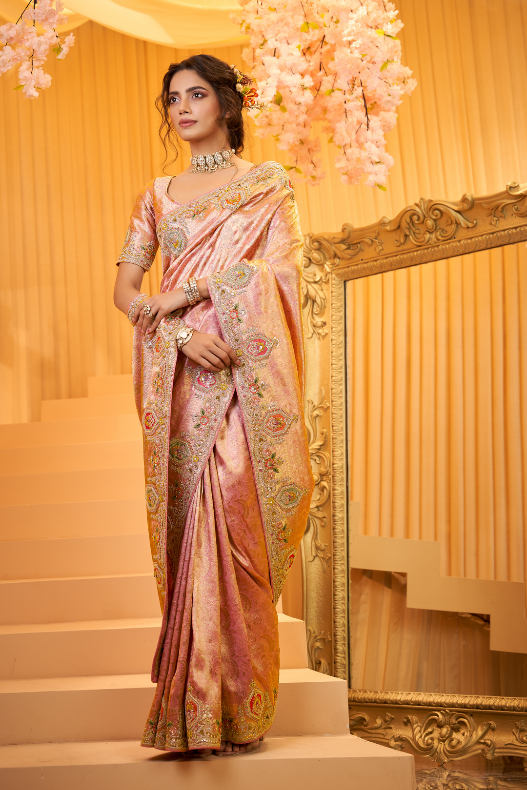 Light Pink Banarasi Silk Saree