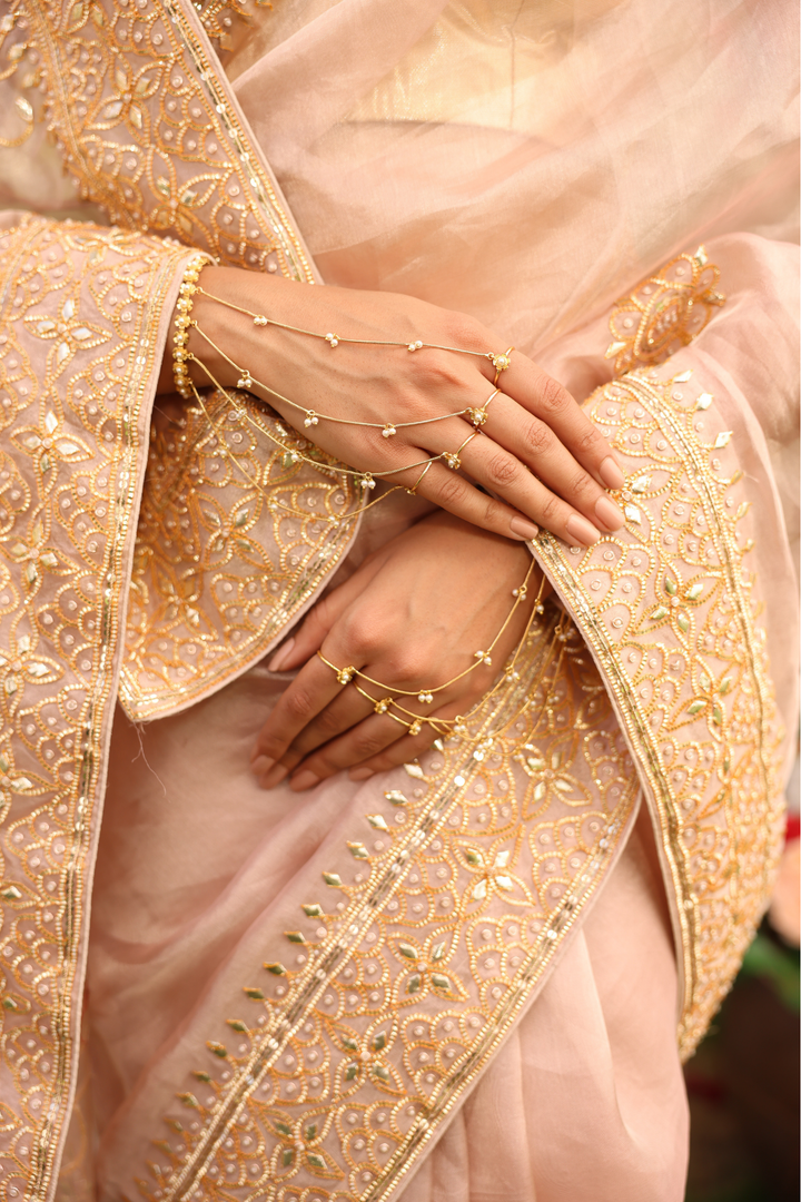 Tissue Saree with Gota, Gota Patti, Sequins work.