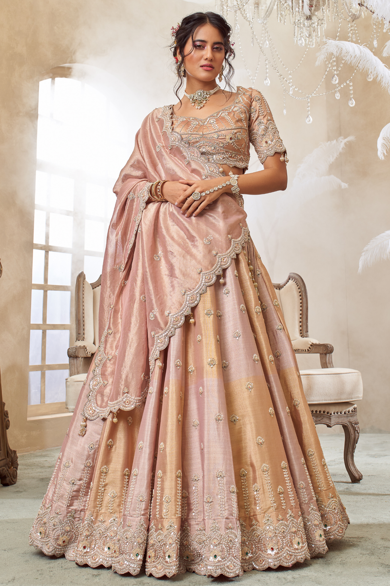 Tissue Lehenga with Zardozi work