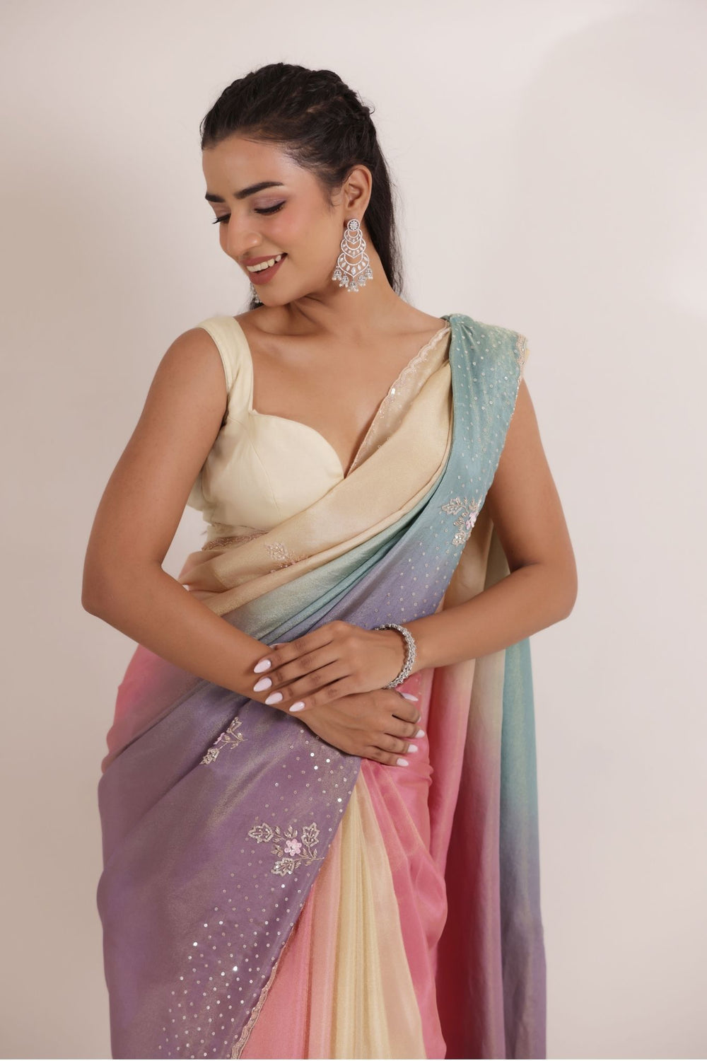 Stylish light Pink Silk Saree for Women