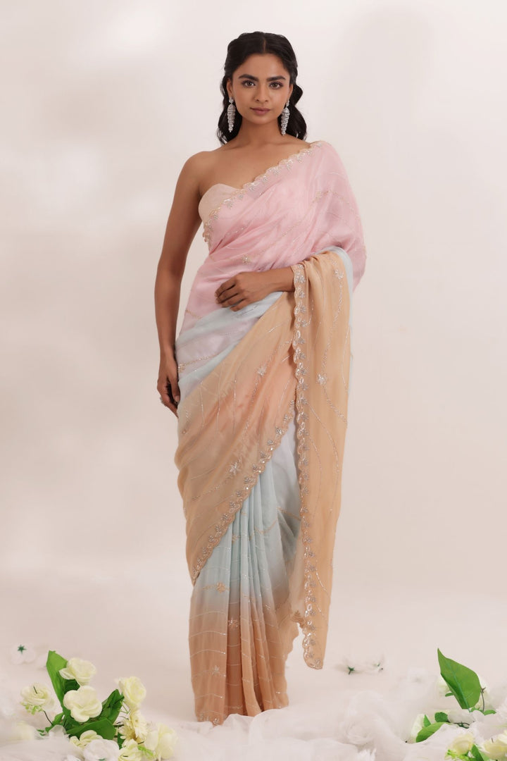 Organza Saree with Cutdana, Embellished work.