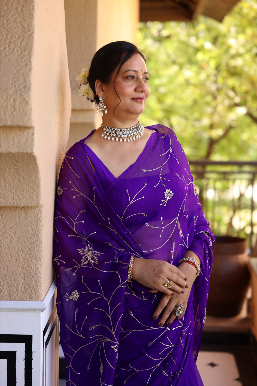 Purple Chiffon Saree