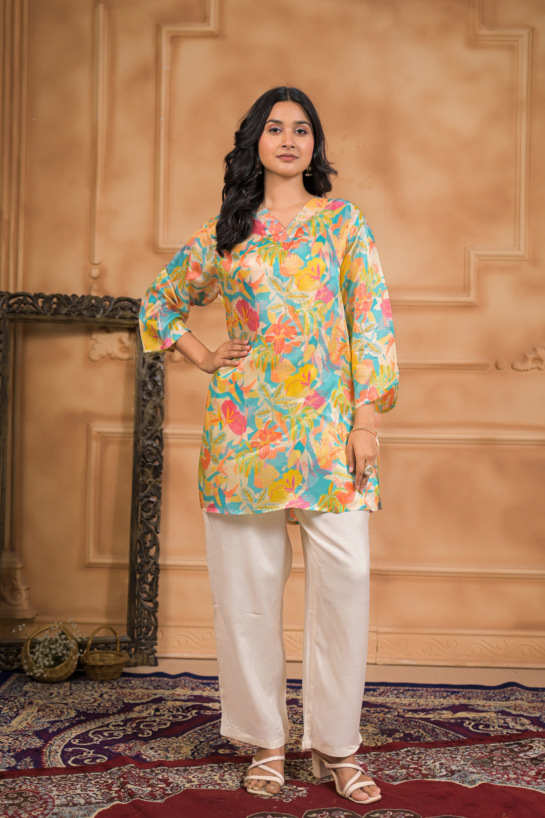 Printed Silk blend Kurta
