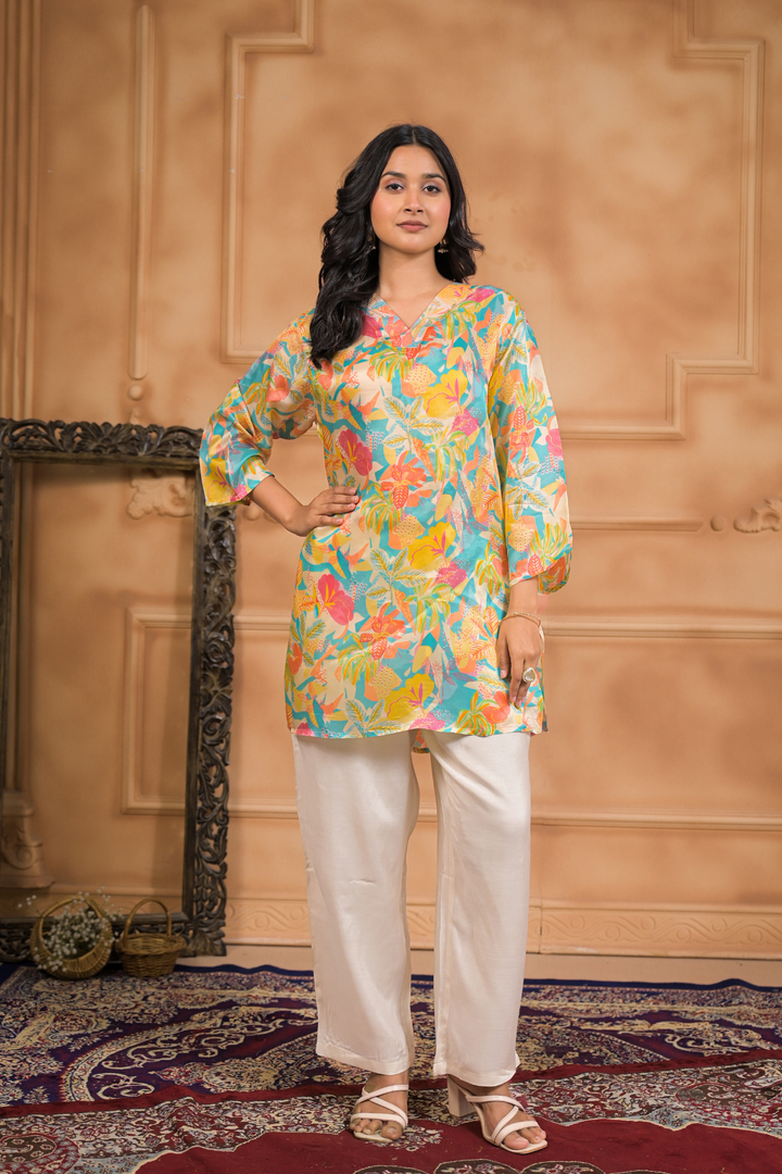 Printed Silk blend Kurta