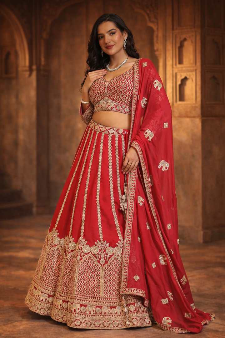 Georgette Lehenga with Dori, Mirror, Sequins work