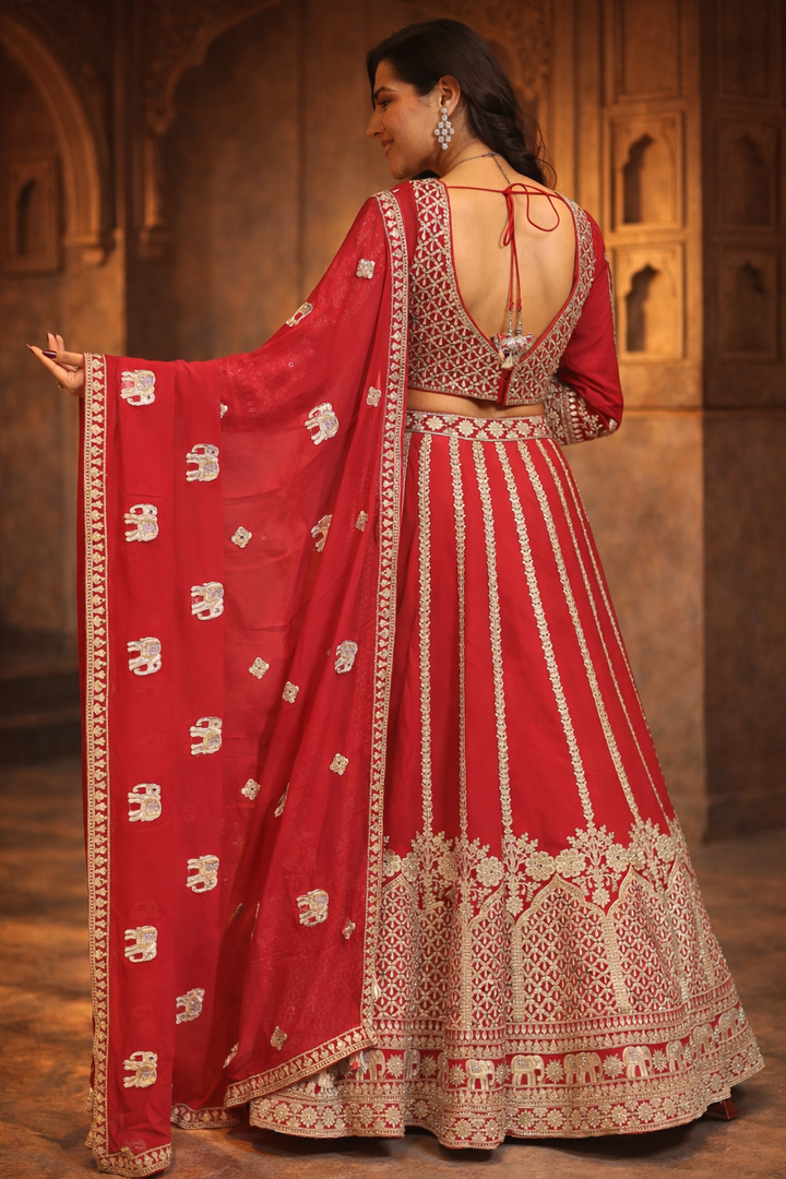 Georgette Lehenga with Dori, Mirror, Sequins work
