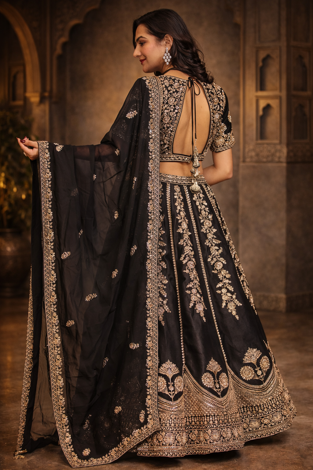 Silk Lehenga with Cutdana, Sequins work