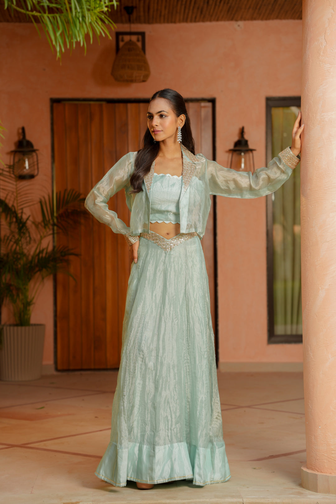 silk indowestern set