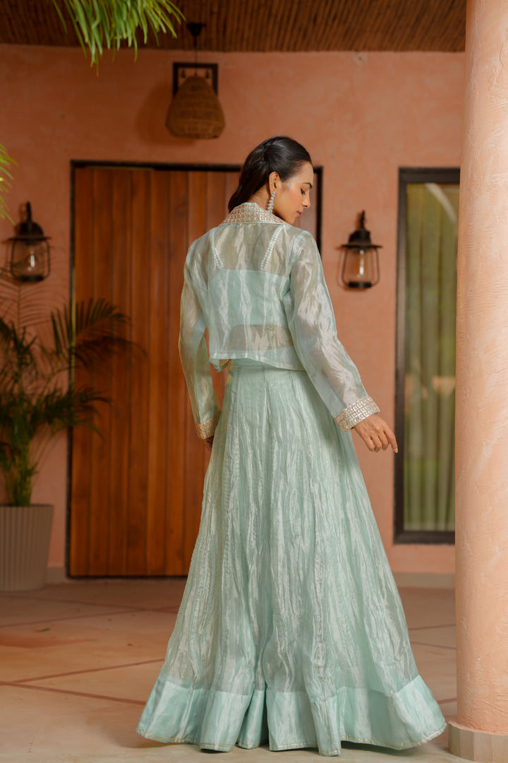 Tissue Indowestern with Dori, Gota Patti work.