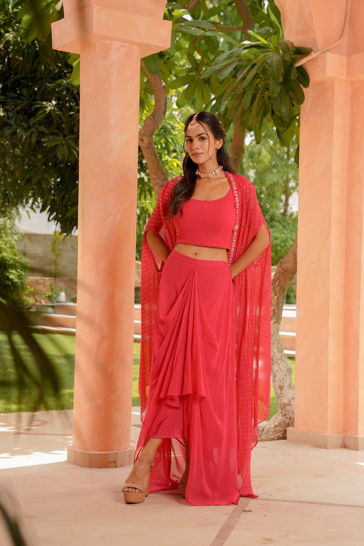 Georgette Indowestern with Mothra, Gota Patti, Zardozi work.