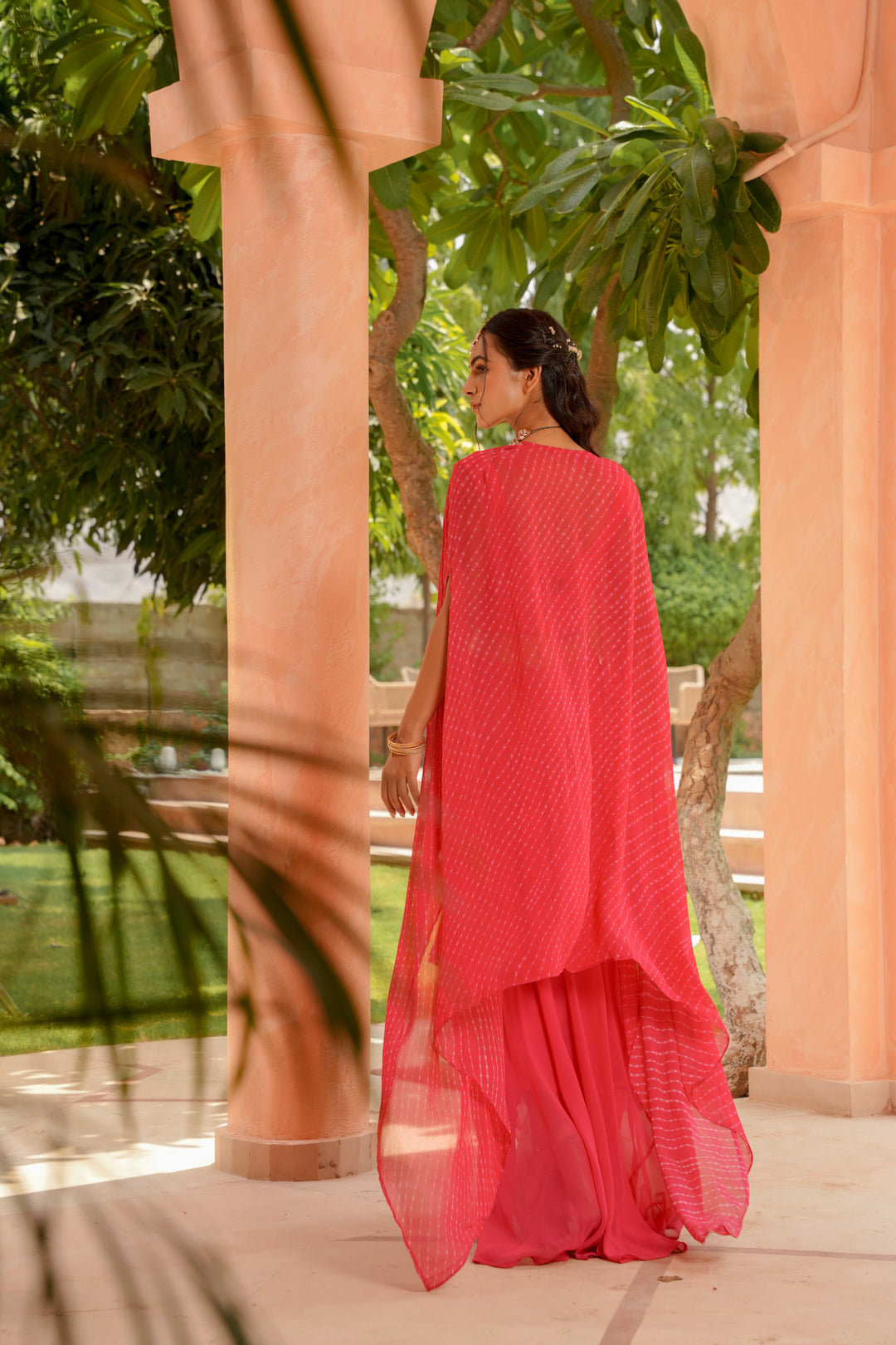 Georgette Indowestern with Mothra, Gota Patti, Zardozi work.