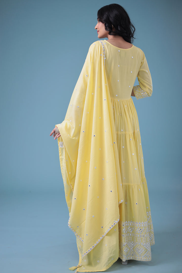 Cotton Kurta with Mirror, Thread Work