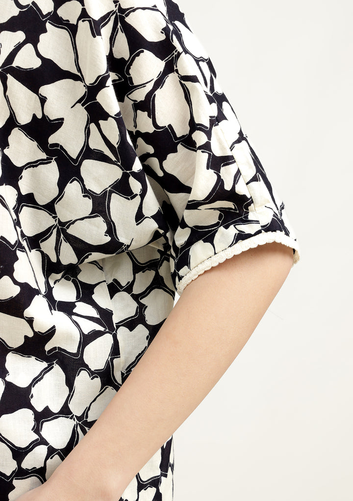 Printed Pure Cotton Co Ords Set with Embroidered lace on neck work