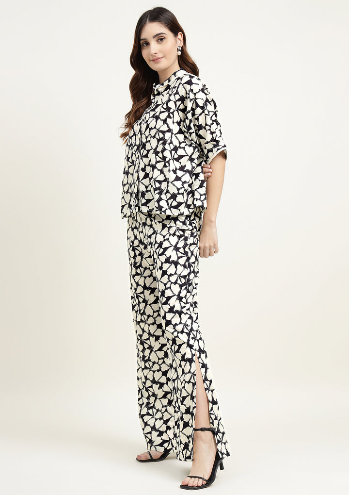 Printed Pure Cotton Co Ords Set with Embroidered lace on neck work