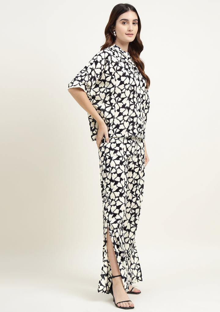 Printed Pure Cotton Co Ords Set with Embroidered lace on neck work