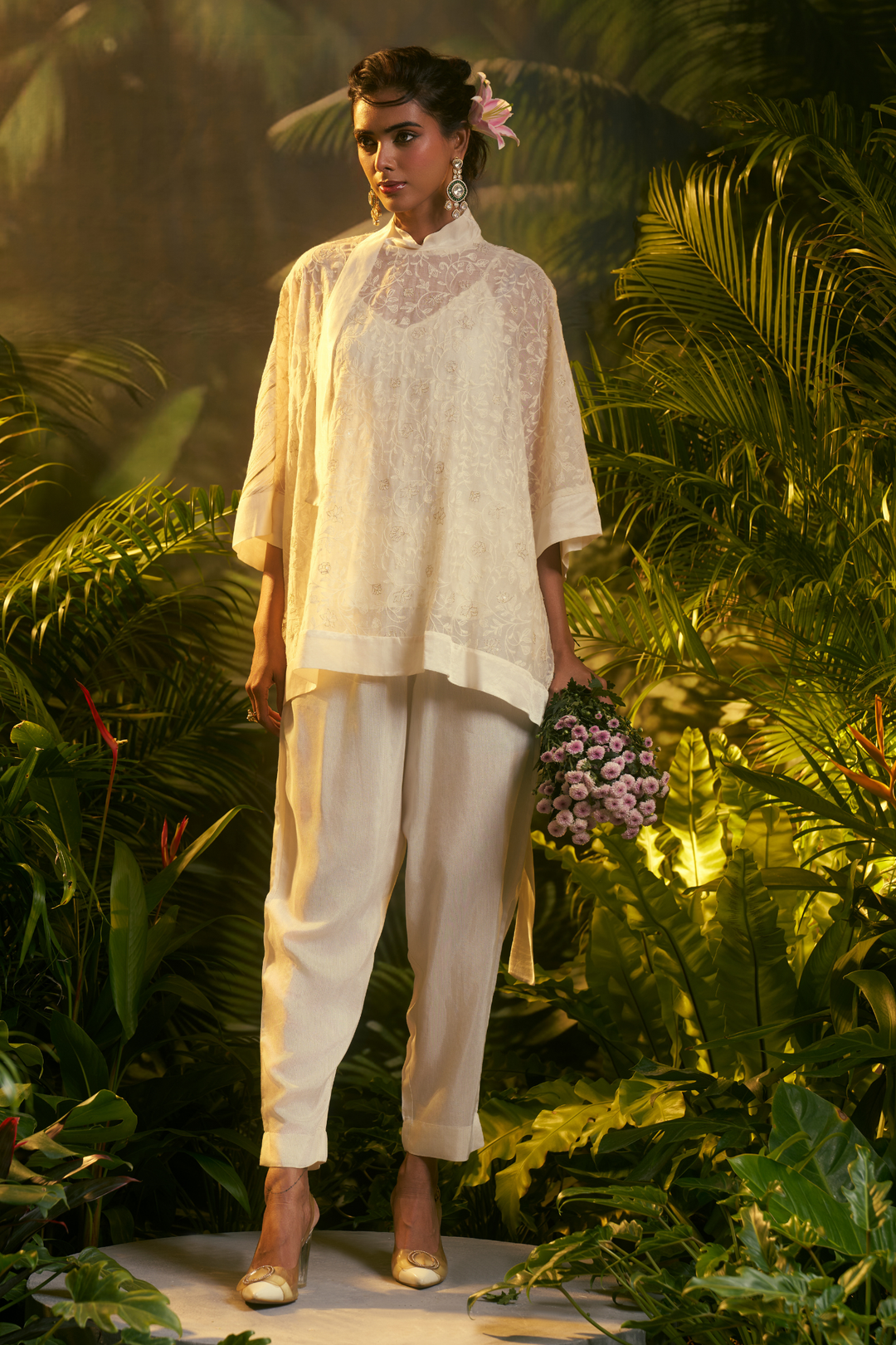 Organza Tunic with Sequins, Thread work.