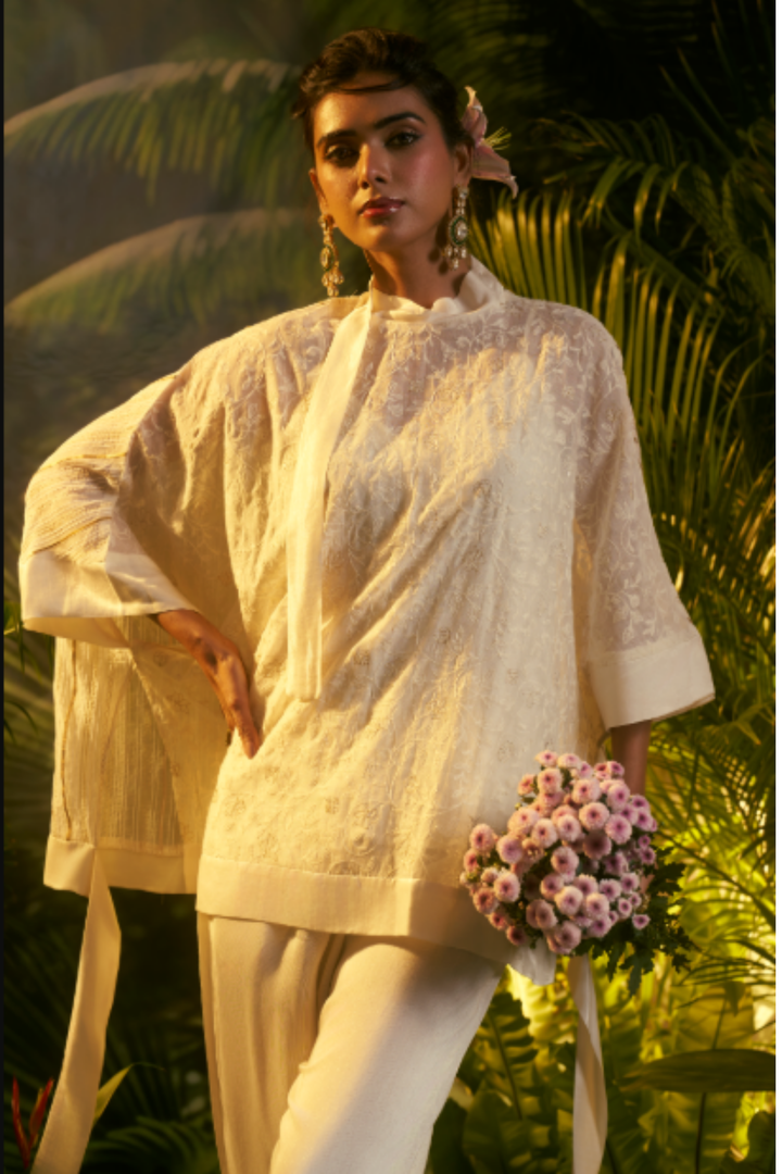 Organza Tunic with Sequins, Thread work.