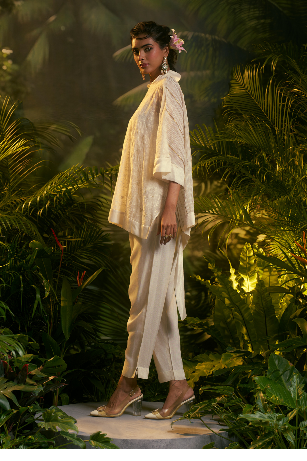 Organza Tunic with Sequins, Thread work.