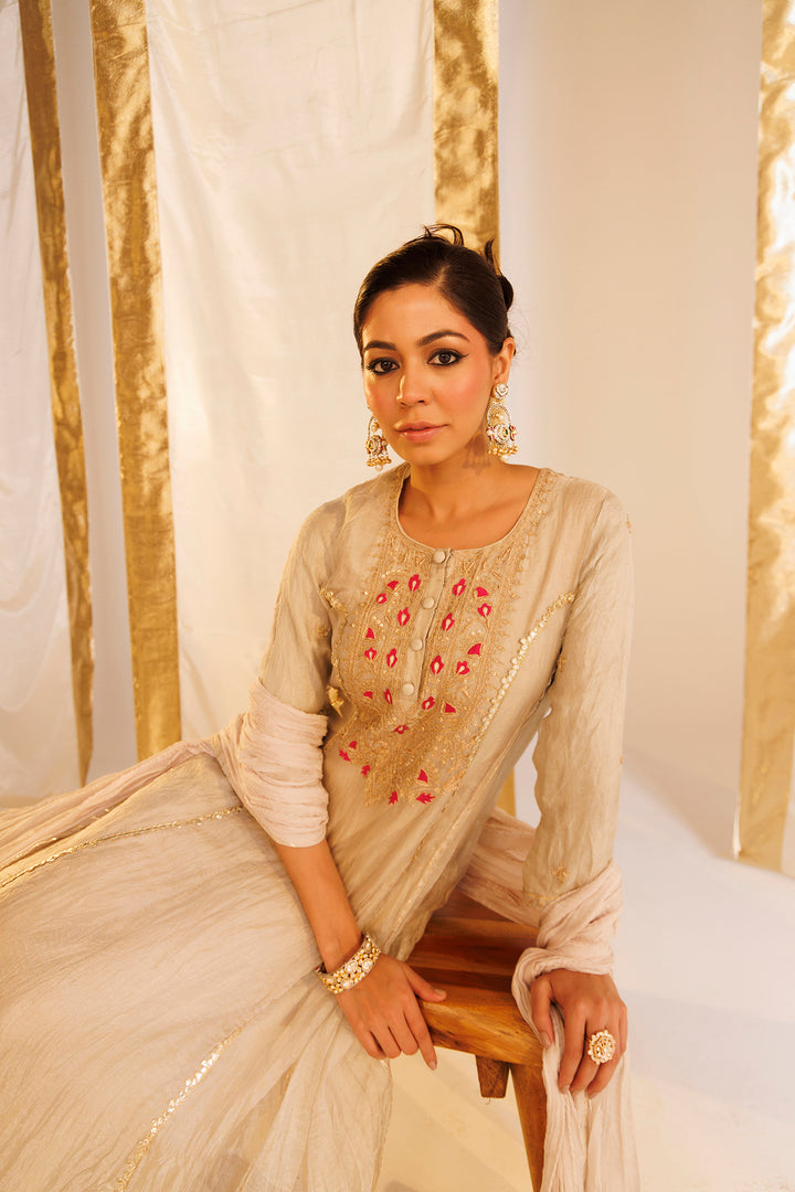 Pure Tissue Anarkali Suit with Dori, Thread and Zardozi work