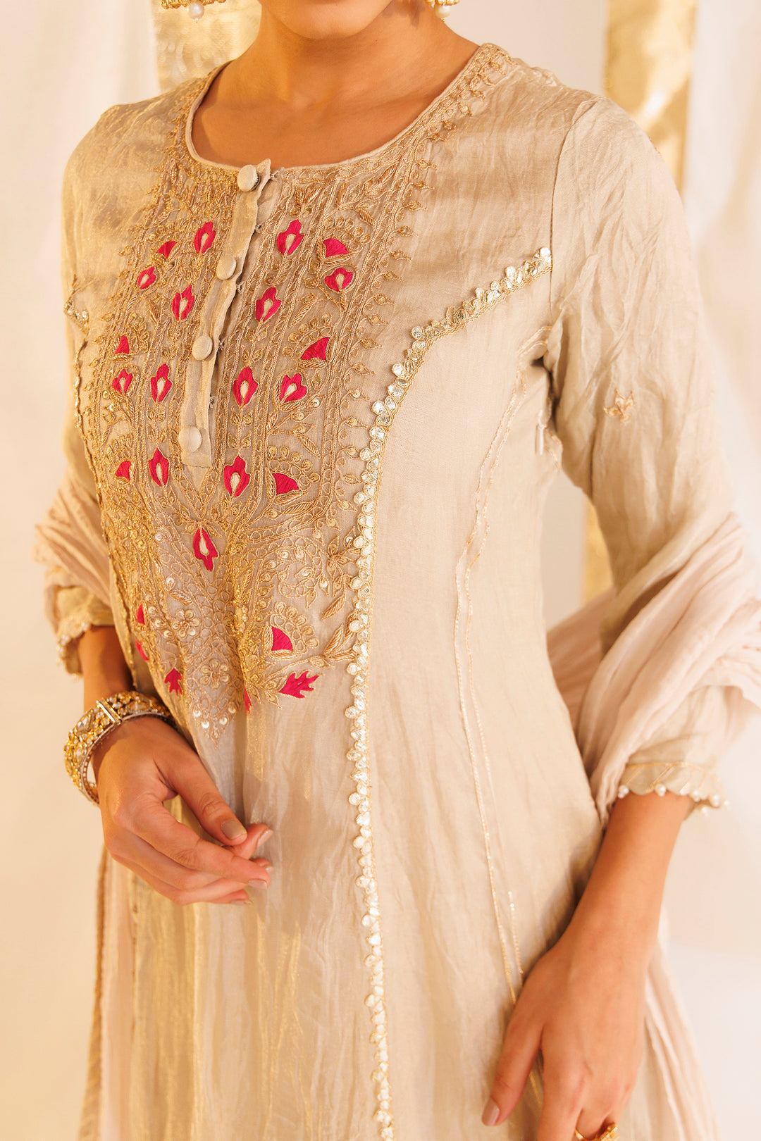 Pure Tissue Anarkali Suit with Dori, Thread and Zardozi work