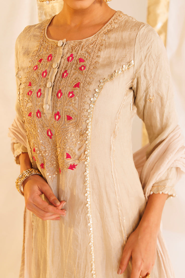 Pure Tissue Anarkali Suit with Dori, Thread and Zardozi work