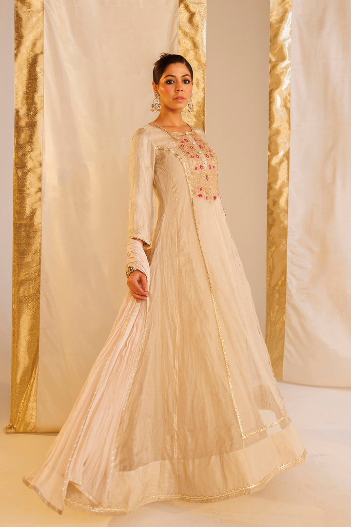 Pure Tissue Anarkali Suit with Dori, Thread and Zardozi work