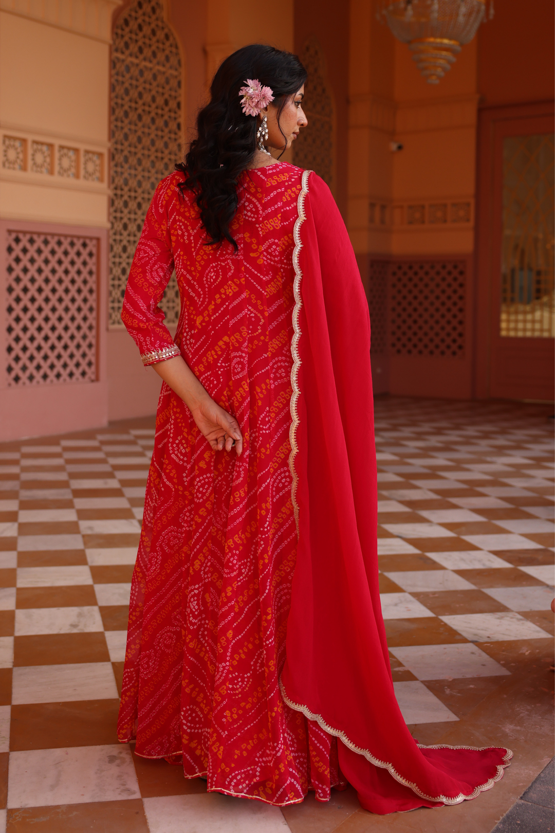 Georgette Suit Set with Cutdana, Dori, Pearl, Sequins, Thread, Zardozi work.