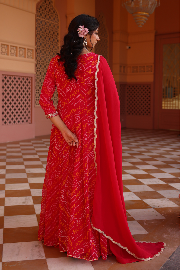 Georgette Suit Set with Cutdana, Dori, Pearl, Sequins, Thread, Zardozi work.