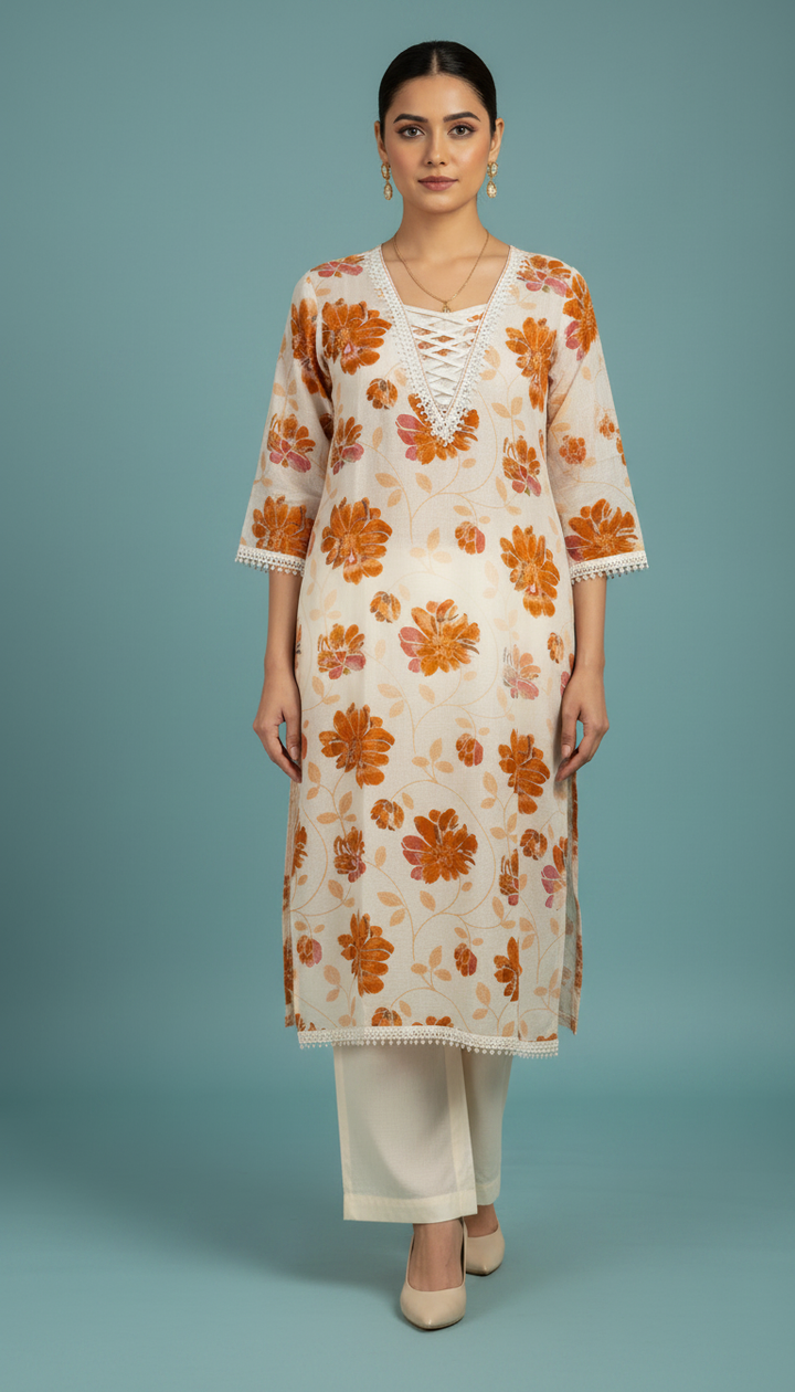 Cotton Kurta with Thread work.