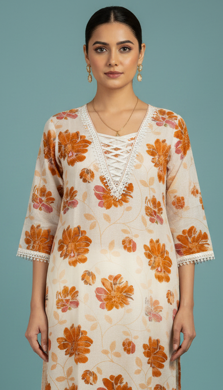 Cotton Kurta with Thread work.
