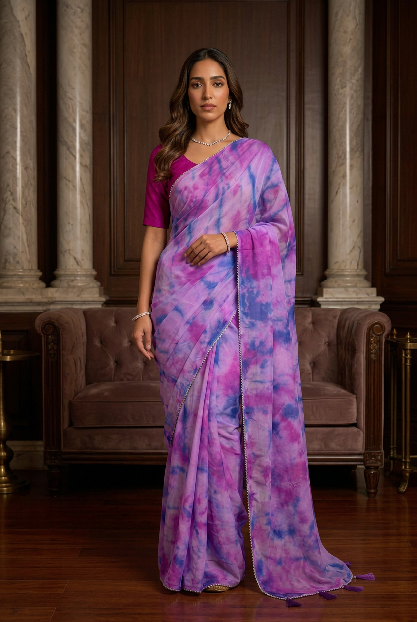 Tie & Dye Silk Organza Saree