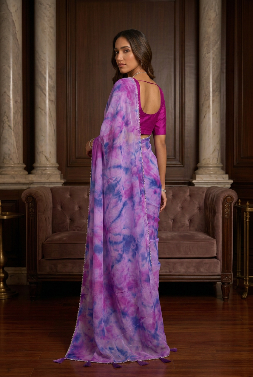 Tie & Dye Silk Organza Saree