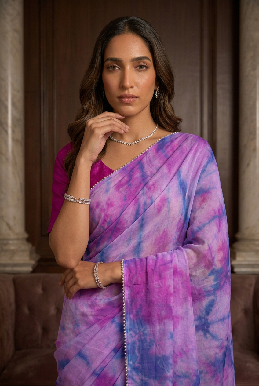 Tie & Dye Silk Organza Saree