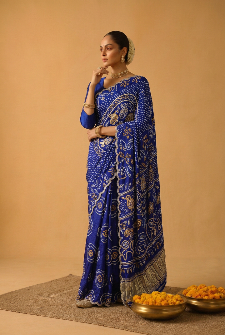 Bandhej Gajji Silk Saree