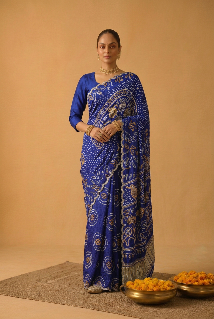 Bandhej Gajji Silk Saree